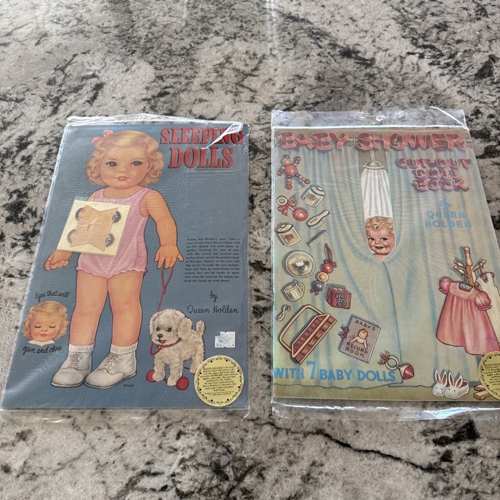 Vintage Queen Holden Sleeping Dolls And Baby Shower Cut-Out Dolls